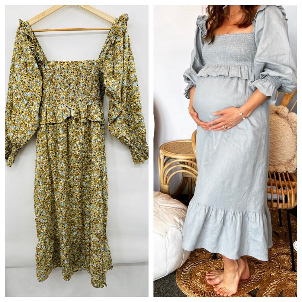 Frances Hart maxine yellow midi maternity dress